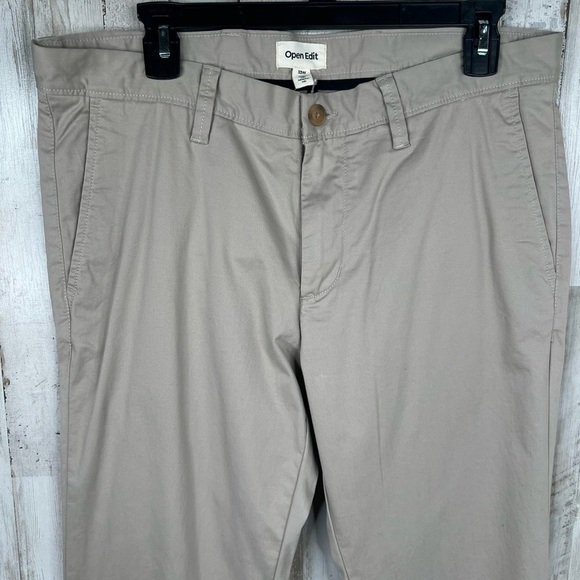 Open Edit Men's Chino Pants Size 33 Beige Casual Flat Front Straight Leg - Picture 3 of 13